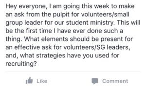 Youth Ministry Facebook Group Question